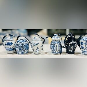 Blue and White Chinoiserie Ginger Jar  Christmas Ornaments Set of 6
